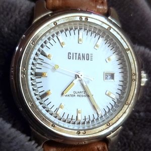 Gitano Watch with Date on Brown Leather Strap